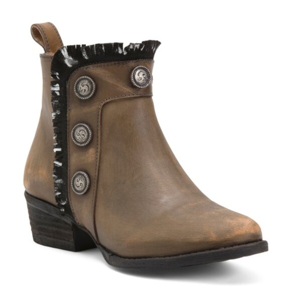 Circle G Shoes - CIRCLE G Made In Mexico Leather Distressed Shortie Round Toe Ankle Boots